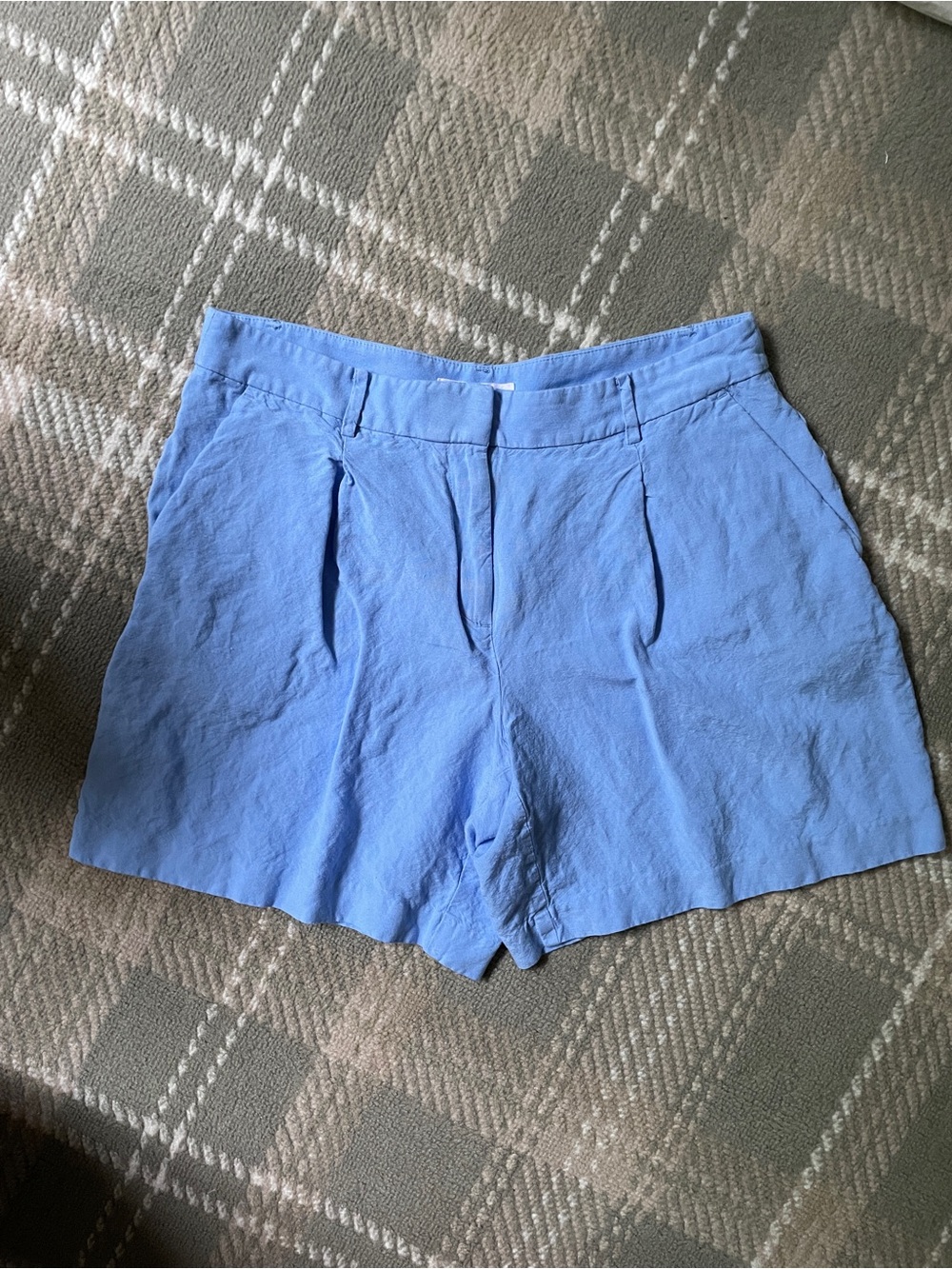 LOFT tailored blue linen shorts 8